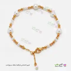 تصویر دستبند مرواریدی ژوپینگ با آبکاری طلا