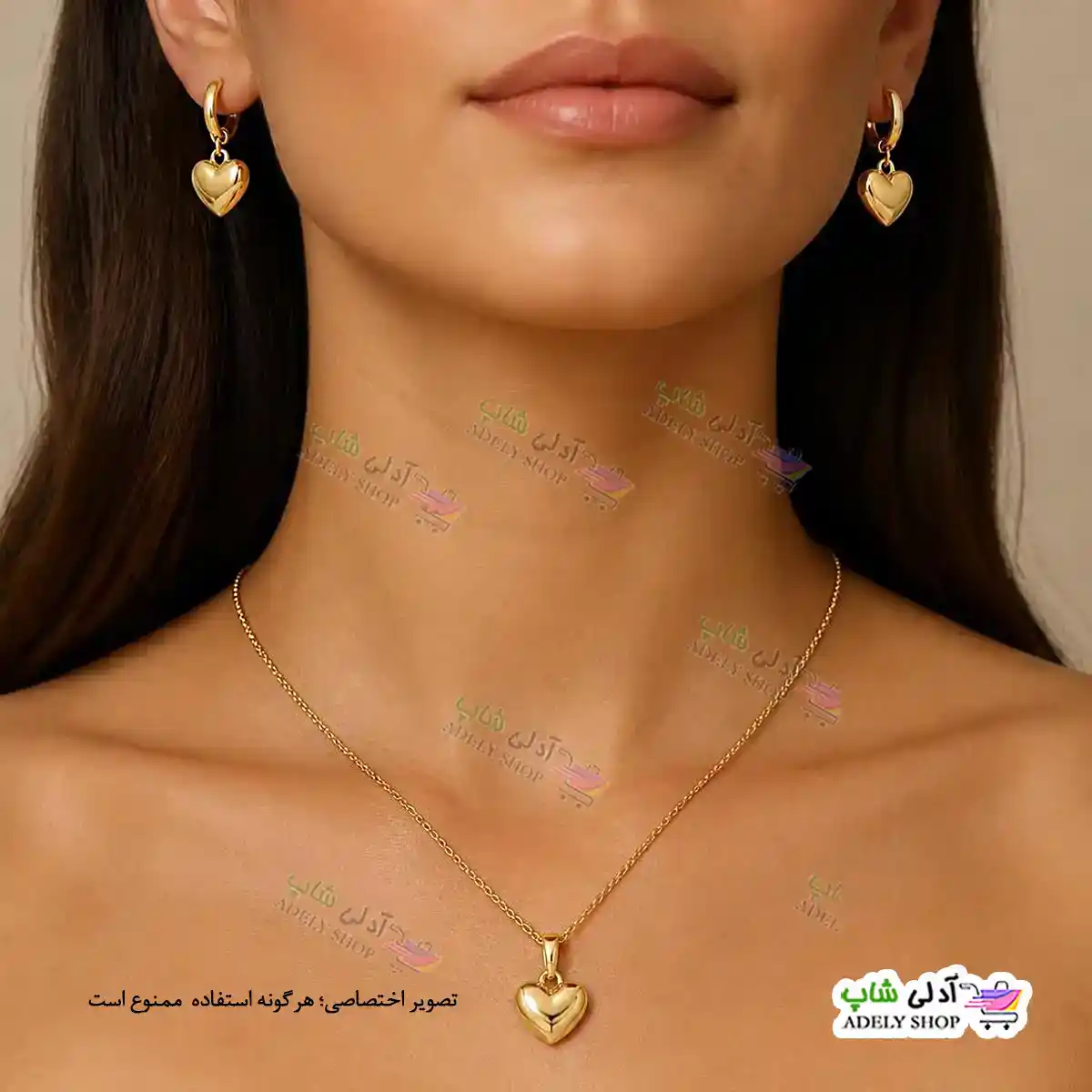 تصویر گوشواره قلبی ژوپینگ با آبکاری طلا