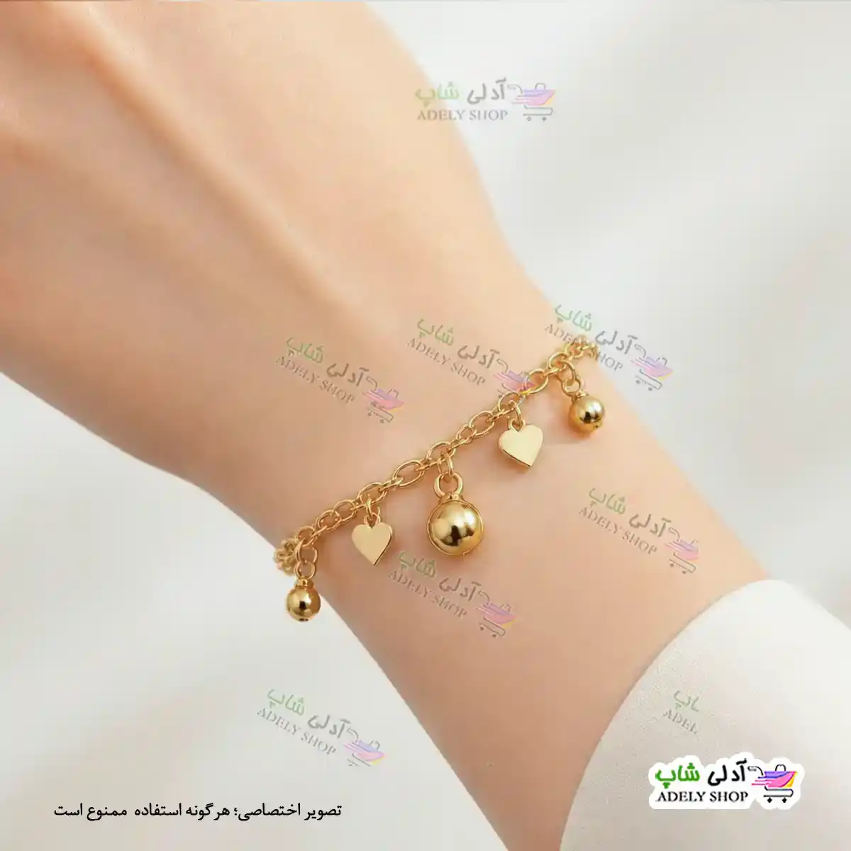 تصویر دستبند آویزدار ژوپینگ رنگ ثابت با آبکاری طلا