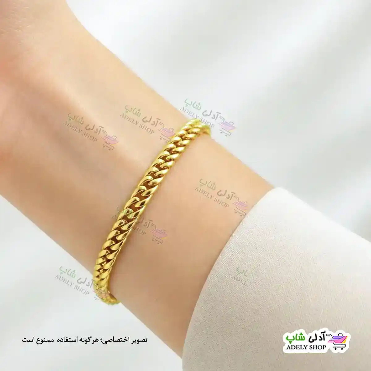 تصویر دستبند زنجیری کارتیر ژوپینگ رنگ ثابت با آبکاری طلا