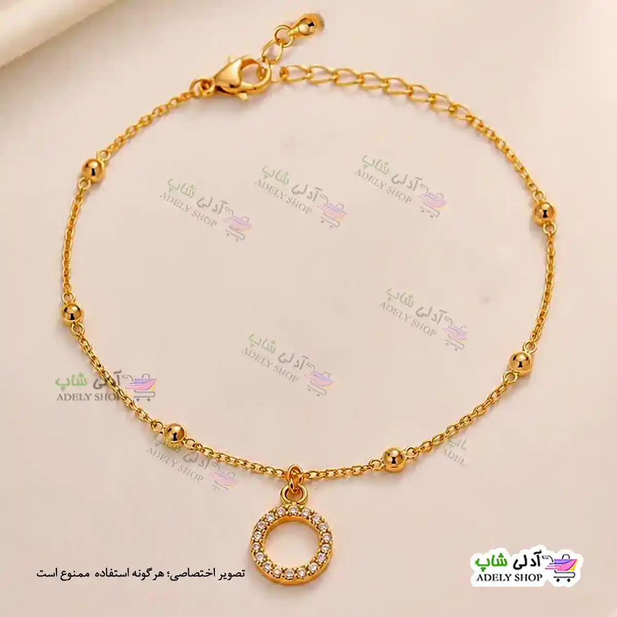 تصویر دستبند نگین دار ژوپینگ رنگ ثابت با آبکاری طلا