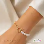 تصویر دستبند مرواریدی ژوپینگ با آبکاری طلا