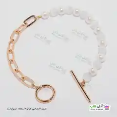 تصویر دستبند مرواریدی ژوپینگ با آبکاری طلا