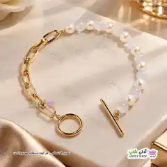 تصویر دستبند مرواریدی ژوپینگ با آبکاری طلا