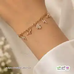 تصویر دستبند نگین دار ژوپینگ رنگ ثابت با آبکاری طلا