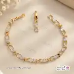 تصویر دستبند ژوپینگ نگین‌دار رنگ ثابت با آبکاری طلا