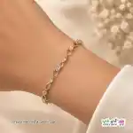 تصویر دستبند ژوپینگ نگین‌دار رنگ ثابت با آبکاری طلا