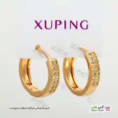 تصویر گوشواره نگین دار ژوپینگ با آبکاری طلا