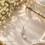 تصویر گردنبند طرح پروانه و مروارید