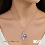 تصویر گردنبند نگین دار طرح قلب و مروارید