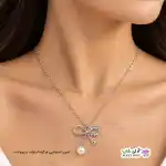 تصویر گردنبند نگین دار پاپیون مروارید دار