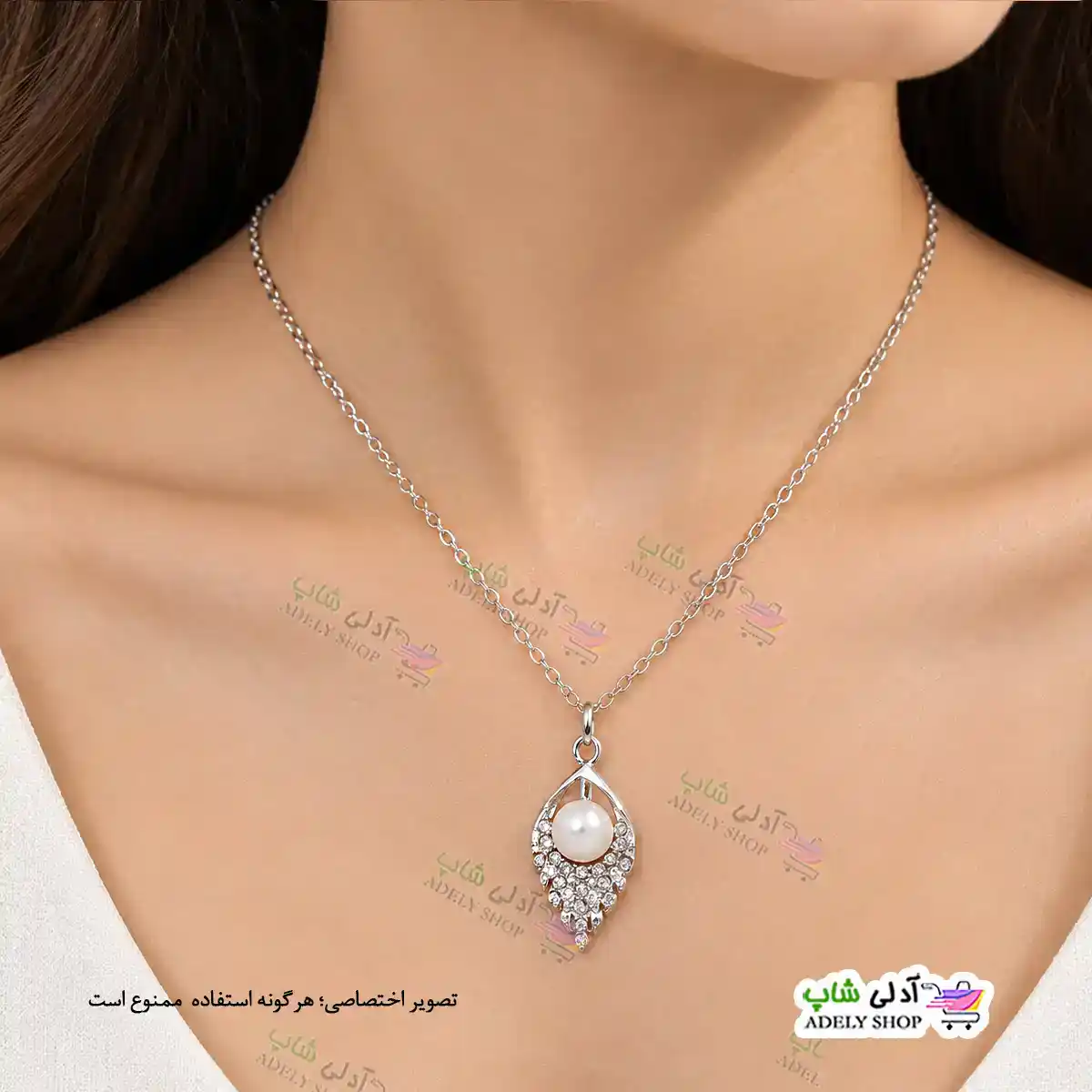 تصویر گردنبند طرح اشک مروارید دار