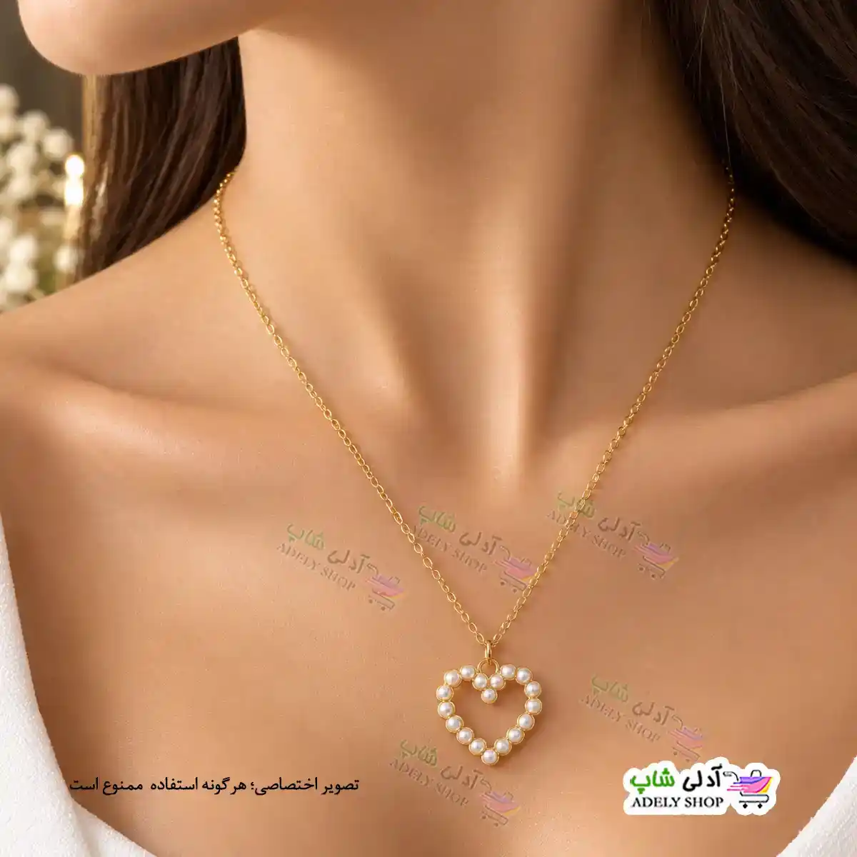 تصویر گردنبند طرح قلب نگین دار