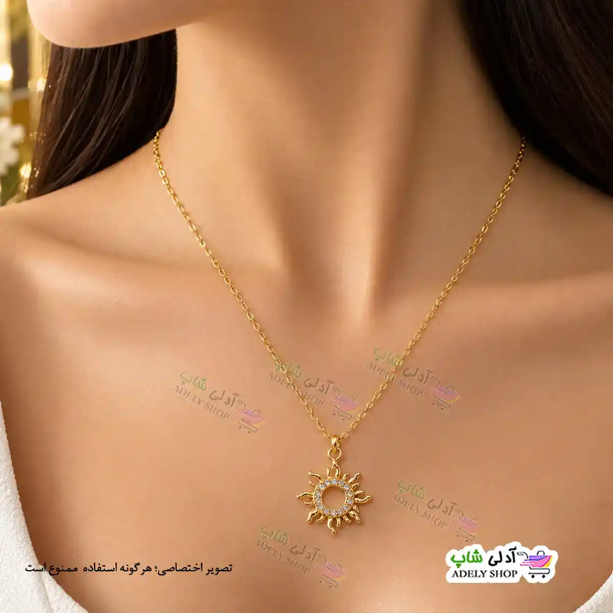تصویر گردنبند نگین دار طرح خورشید