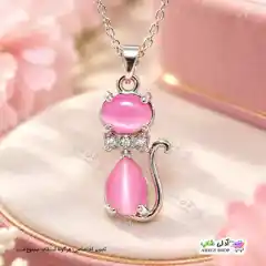 تصویر گردنبند گربه ملوس با نگین چشم گربه