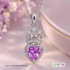 تصویر گردنبند طرح قلب و تاج