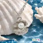 تصویر گردنبند طرح صدف و مروارید