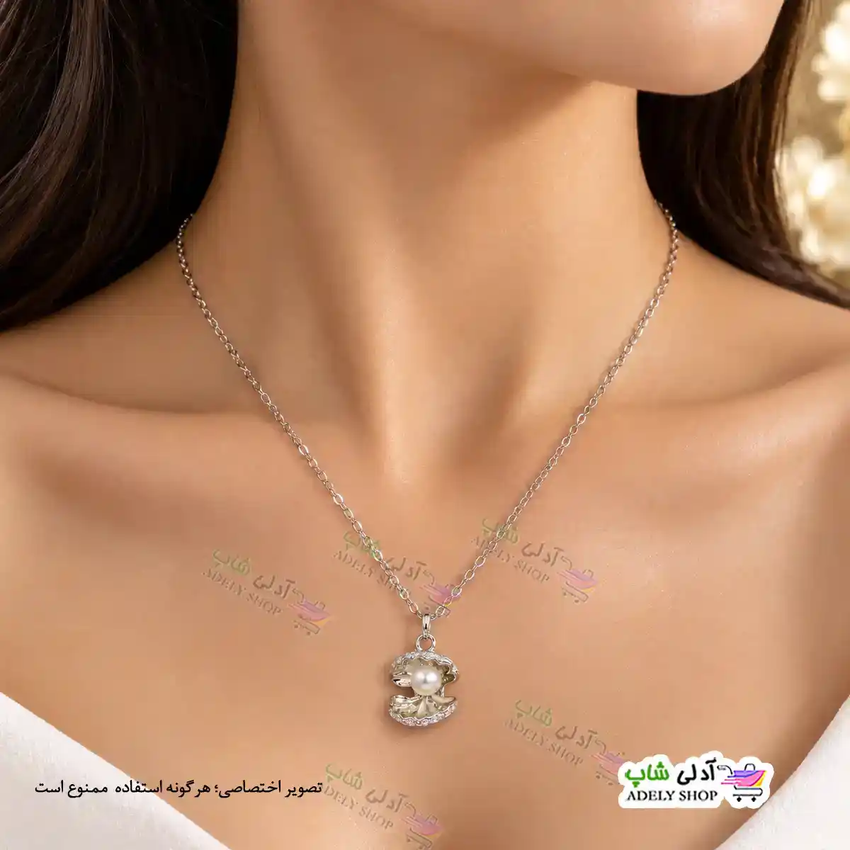 تصویر گردنبند طرح صدف و مروارید2