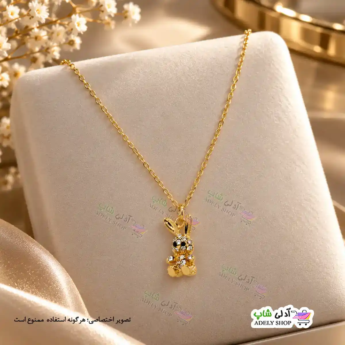 تصویر گردنبند نگینی طرح خرگوش