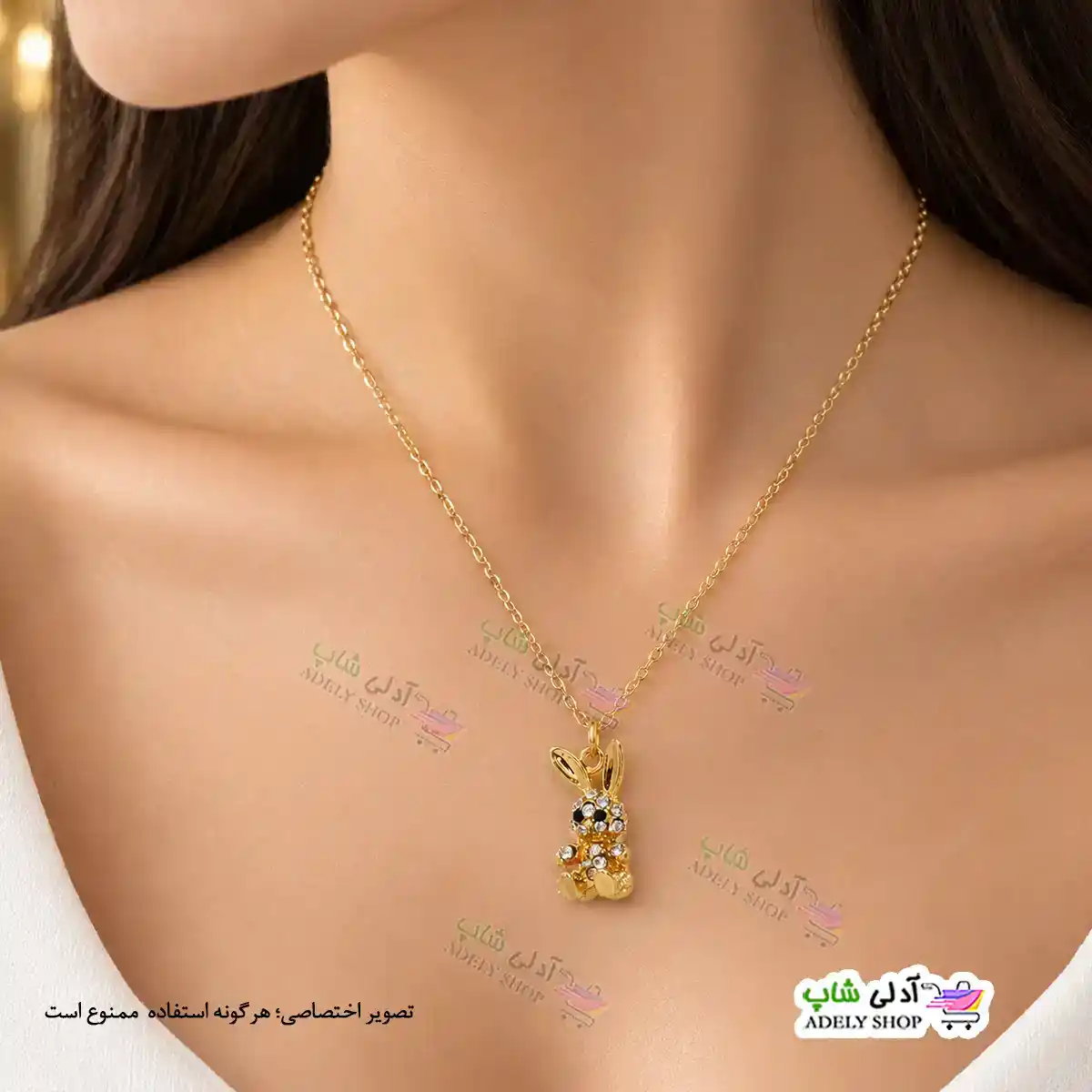 تصویر گردنبند نگینی طرح خرگوش
